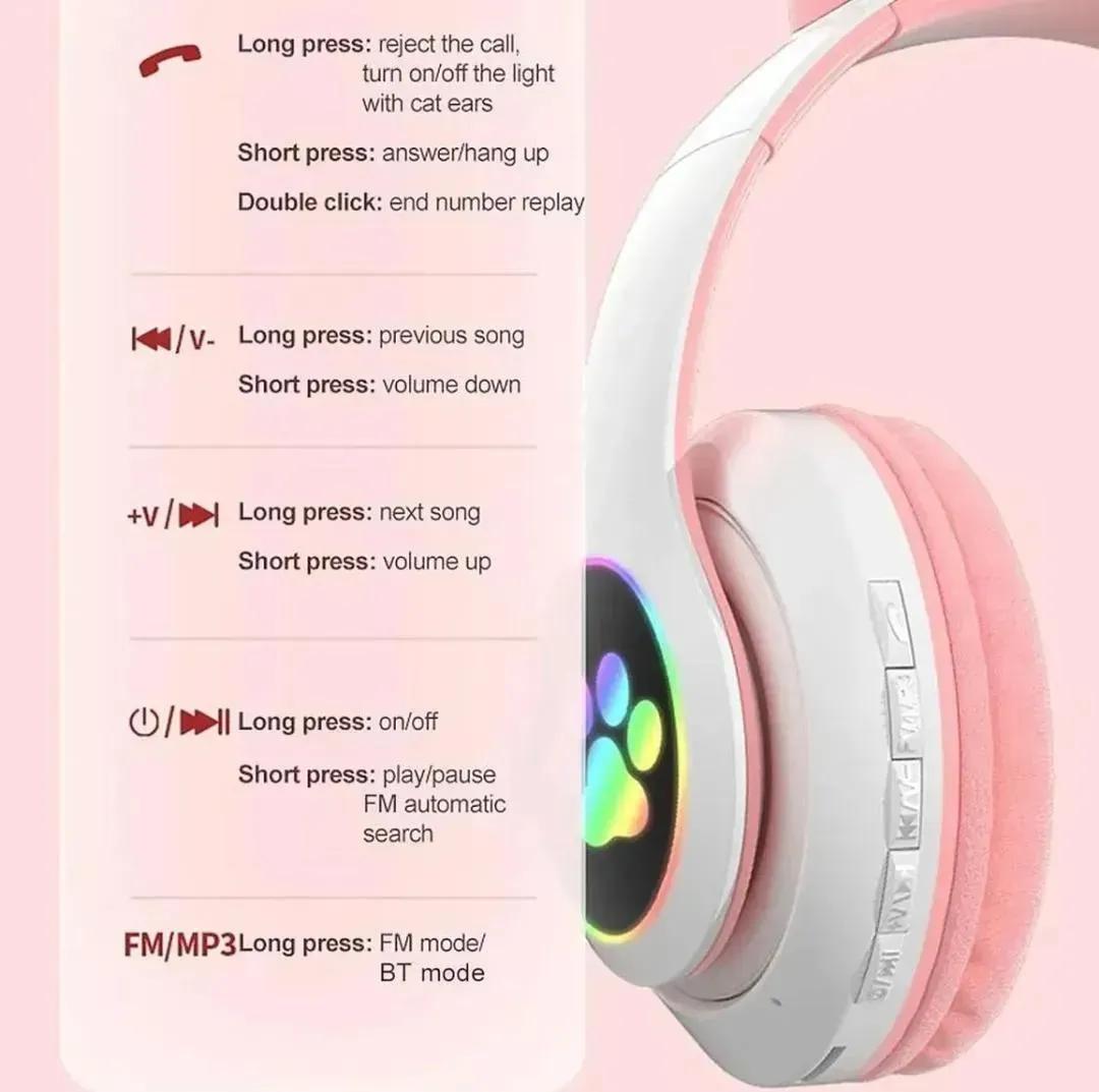Cat-Ear Bluetooth Headphones for All Devices